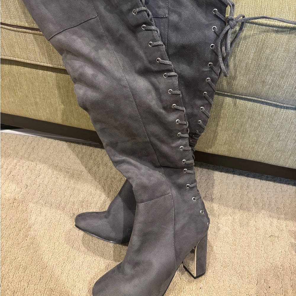 Elegant Charcoal Over-the-Knee Boots